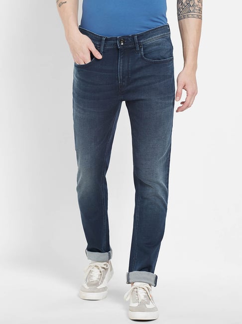 Pepe Jeans Dark Blue Regular Fit Solid Jeans