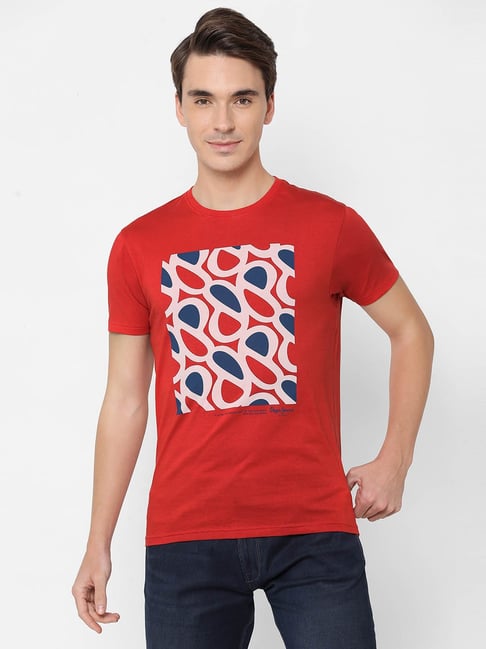 Pepe Jeans Red Short Sleeves Round Neck T-Shirt