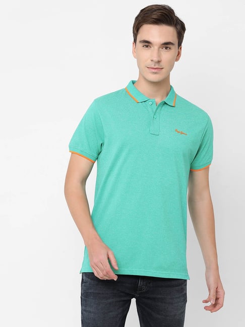 Pepe Jeans Sea Green Solid Short Sleeves Polo T-Shirt