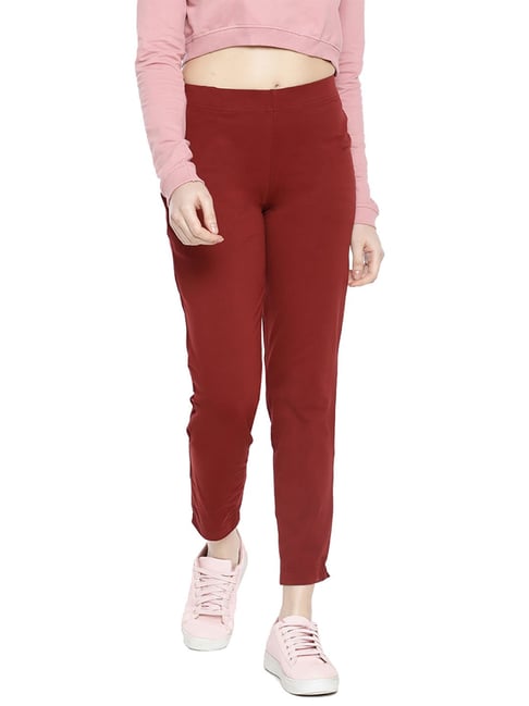 Wine cigarette pencil pants & trousers for women casual and office wear.