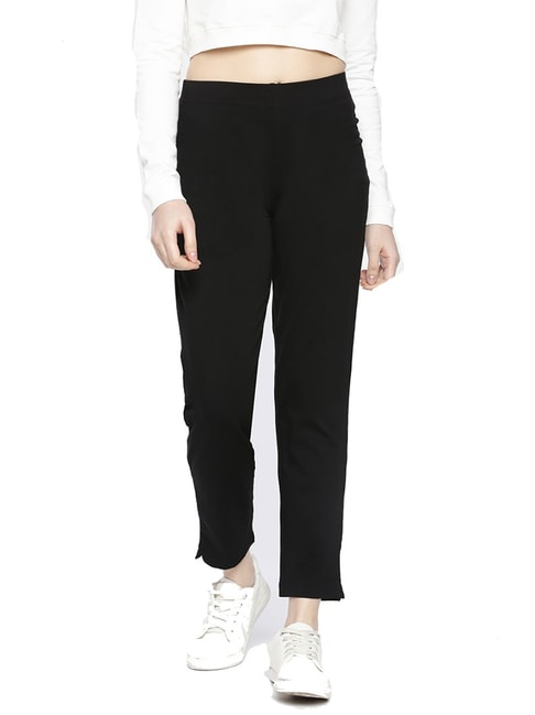 Buy Fablab Women's Cotton Lycra Solid Cigarette Pants Pack of 1 (Black,Size-Large)  Online In India At Discounted Prices