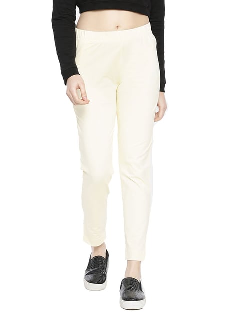 ForeverSaheli Womens Slim Fit Casual TrouserCigarette Pant CREAMOFFWHITE  SizeLarge To 3XL