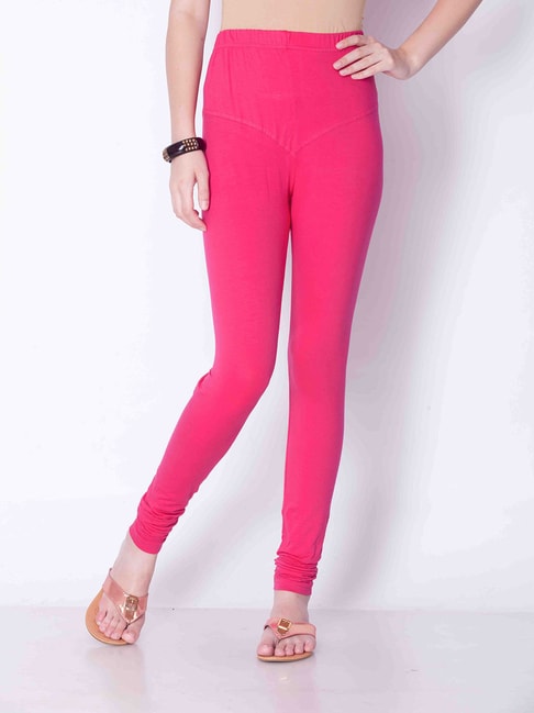 Buy Dollar Missy Dark Rani Pink Cotton Leggings for Women Online