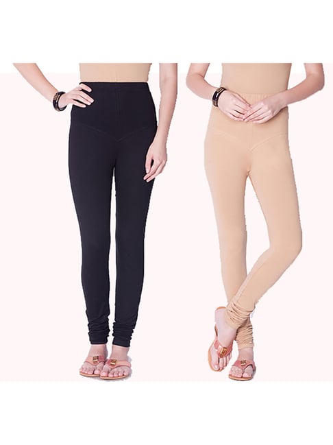 Dollar Missy Black & Beige Cotton Leggings (Pack of 2)-picture-41