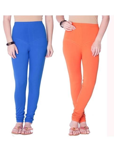 Dollar Missy Blue & Orange Cotton Leggings (Pack of 2)-picture-10