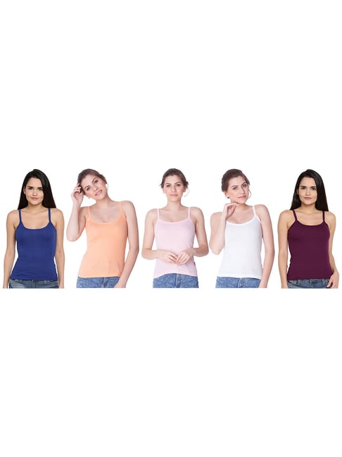 Dollar Missy Multicolor Cotton Camisole (Pack of 5)