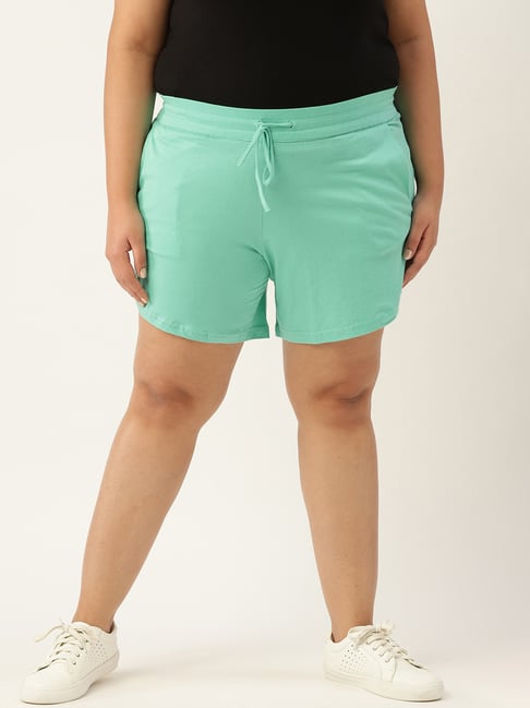 theRebelinme Sea Green Cotton Shorts
