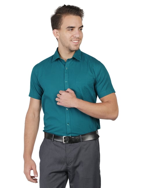 Buy Louis Philippe Green Shirt Online - 718070 | Louis Philippe