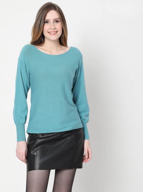 Vero Moda Sky Blue Regular Fit Sweater