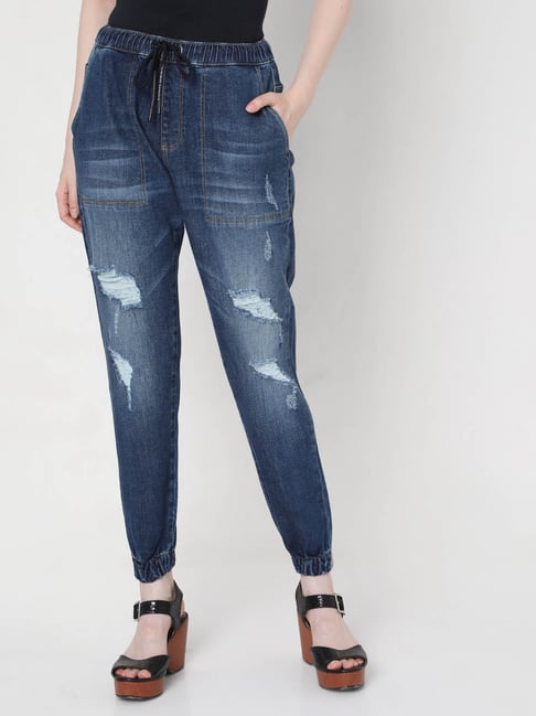 Vero Moda Dark Blue Distressed Jeans-picture-37