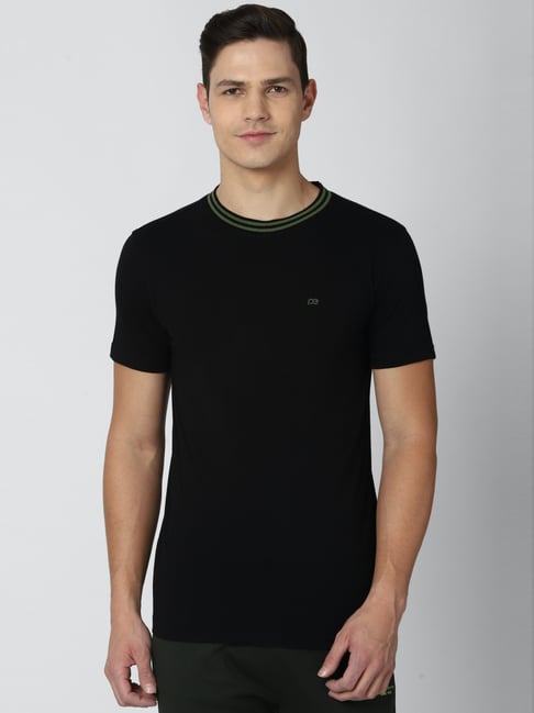 Peter England Black Slim Fit T-Shirt