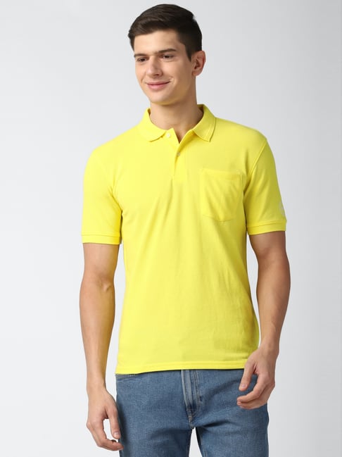 Peter England Yellow Regular Fit Polo T-Shirt