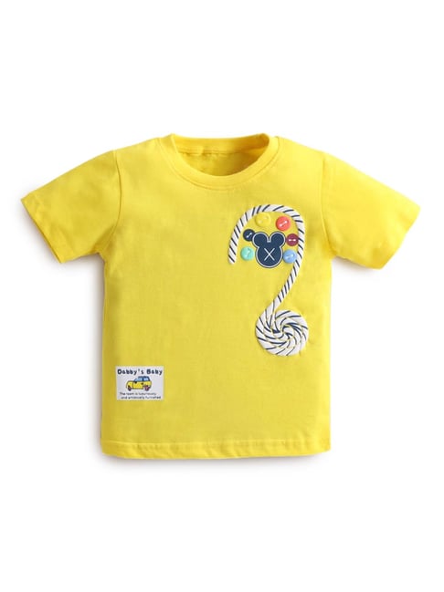 Buy Hopscotch Kids Yellow & Blue Printed T-Shirt with Pants for Boys ...