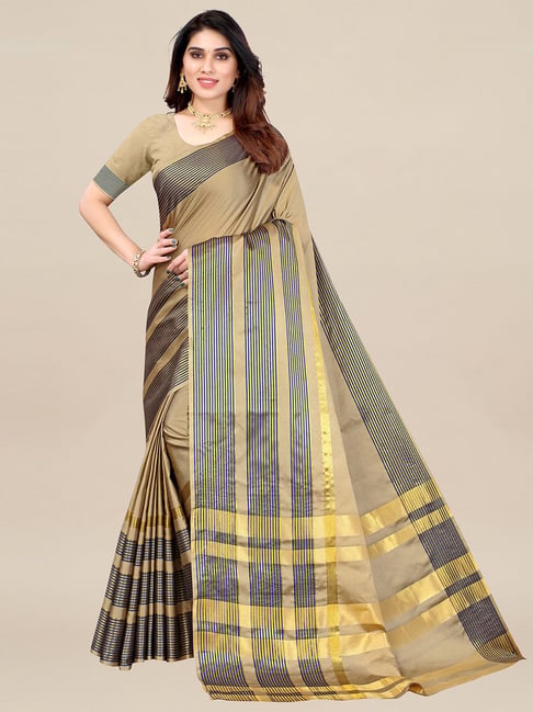 Saree Mall Beige Saree With Blouse Price in India