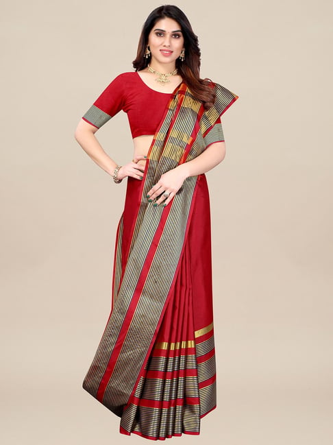 Saree Mall Red Saree With Blouse Price in India