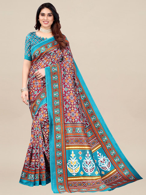 Saree Mall Multicolor Printed Saree With Blouse Price in India