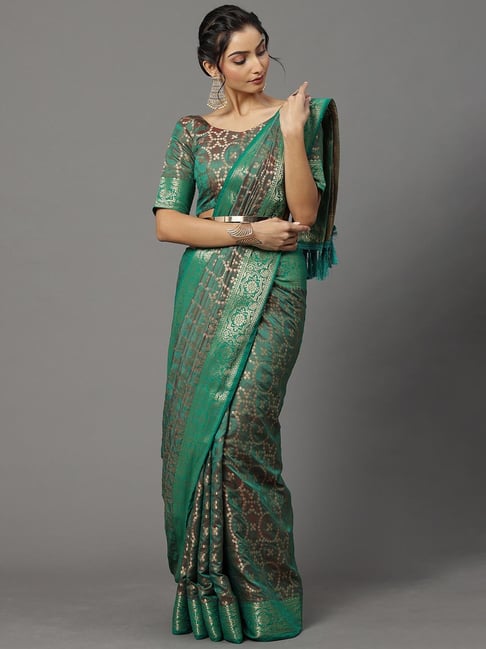 Saree Mall Green Printed Saree With Blouse Price in India