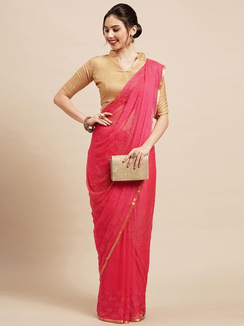 Saree Mall Pink Embellished Saree With Blouse Price in India