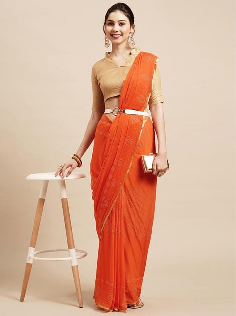 Buy Saree Mall Orange Embellished Saree With Blouse for Women's Online @  Tata CLiQ