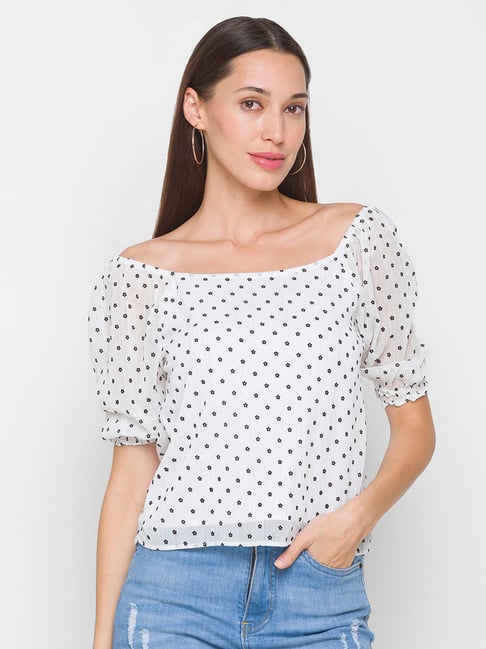 Globus White Printed Top Price in India