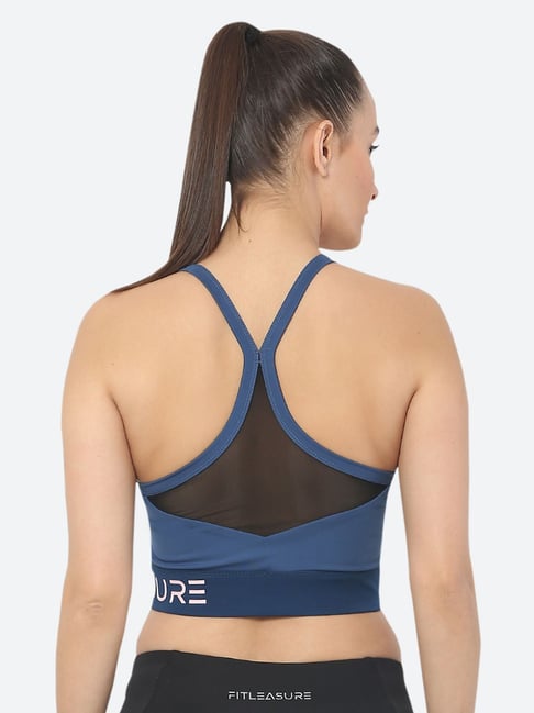 Buy Fitleasure Fitleasure Geometric Cardio/Workout Blue Padded Sports Bra  Online