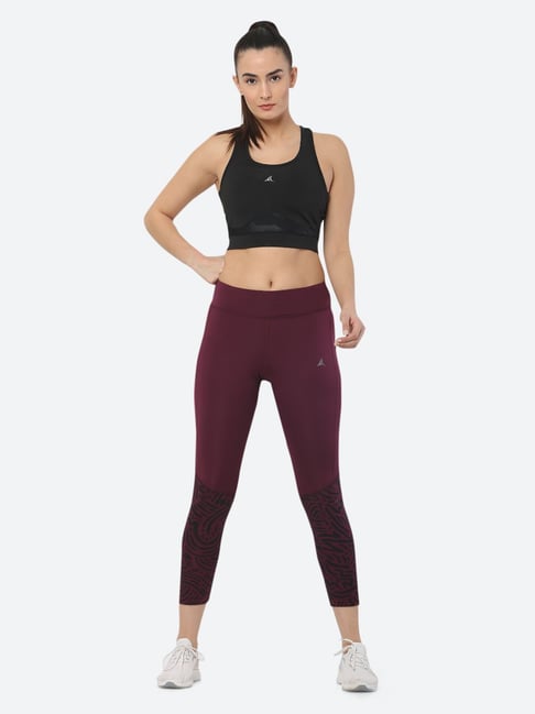 JUMP USA Women Solid Black Activewear Gym Tights