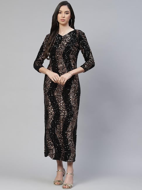 Cottinfab Black Embellished Dress Price in India
