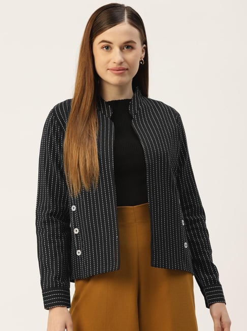 Black Striped Suit Blazer Jacket | Nam Do San - Start-Up - Fashion Chingu