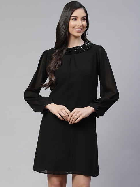 Cottinfab Black Slim Fit Dress Price in India