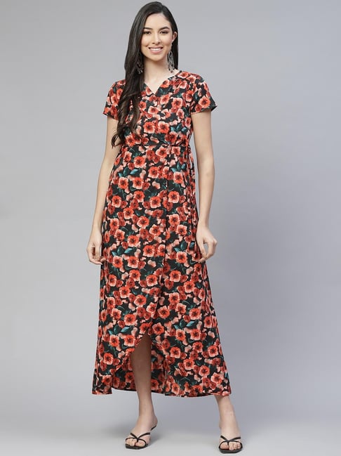 Cottinfab Multicolor Floral Print Dress Price in India