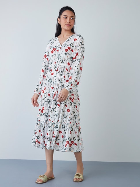 LOV by Westside White Floral Design Roan Dress Price in India