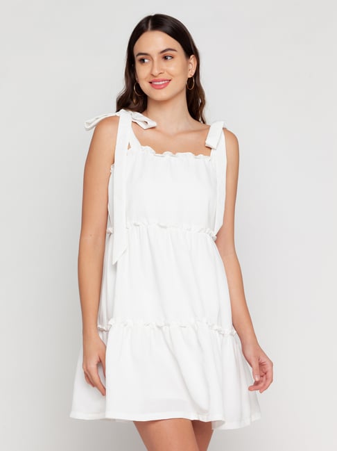 Zink London White A-Line Dress Price in India