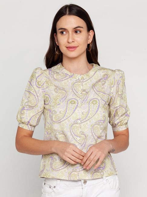 Zink London Light Green Printed Shirt Price in India