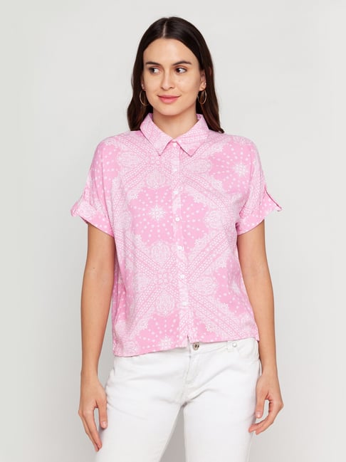 Zink London Pink Printed Shirt Price in India