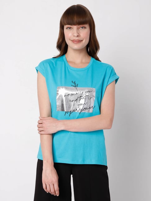 Vero Moda Blue Graphic Print T-Shirt