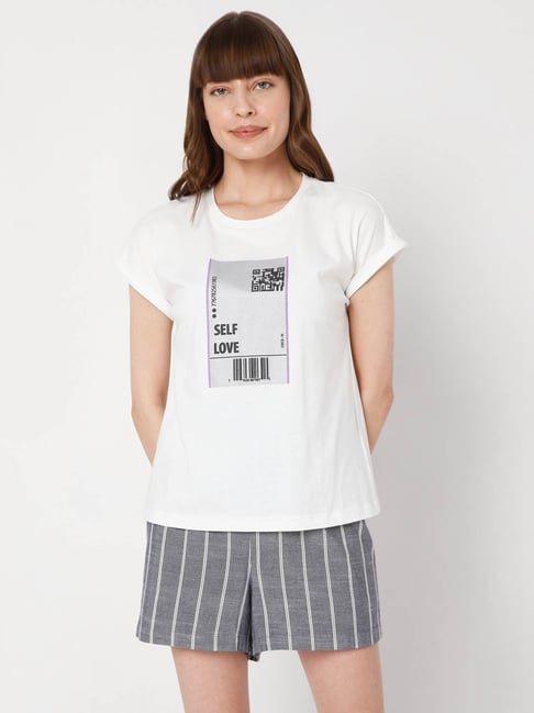 Vero Moda White Graphic Print T-Shirt