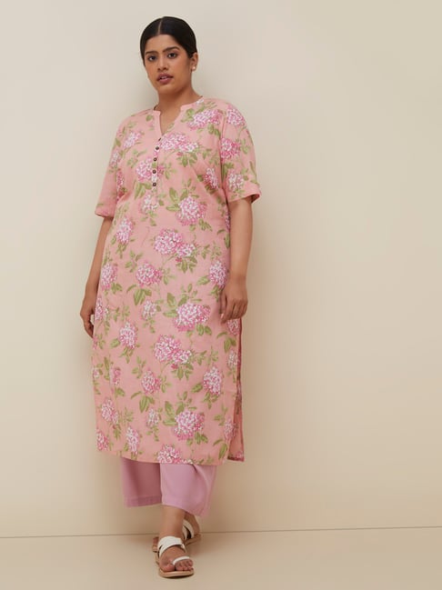Diza Curves by Westside Lilac Floral-Printed Straight Kurta Price in India