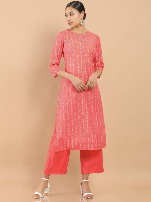 Soch Pink Embellished Kurta Pant Set Price in India