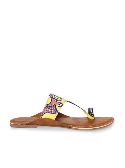 KANVAS Women's Kalamkari Multicoloured Toe Ring Sandals Price in India