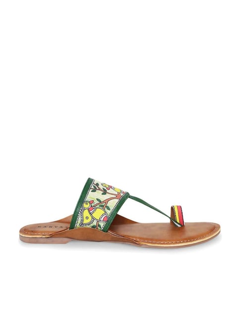 KANVAS Women's Madhubani Multicoloured Toe Ring Sandals Price in India