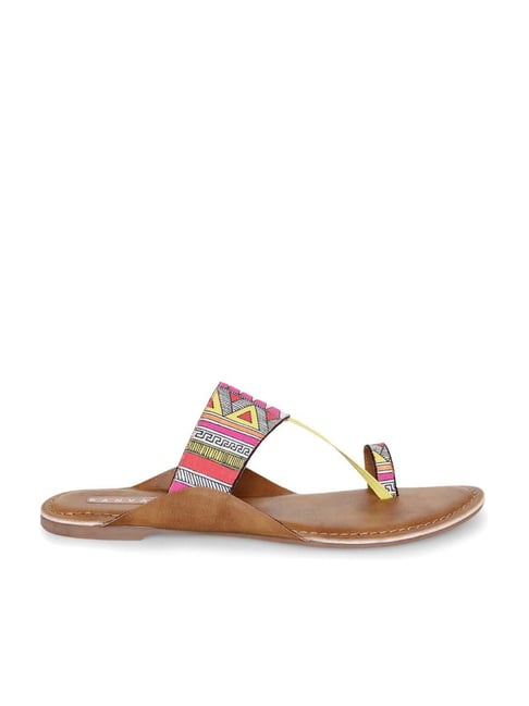 KANVAS Women's Contemporary Art Multicolour Toe Ring Sandals Price in India