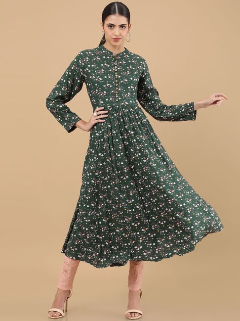 Soch Green Printed Flared Kurta Price in India