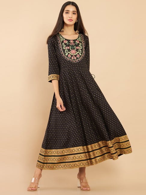 Buy Soch Black Embroidered Flared Kurta for Women Online Tata CLiQ
