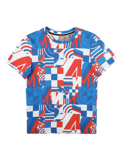 Puma Kids Blue Red Printed T-shirt