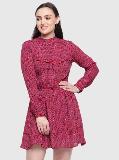 Pepe Jeans Magenta Printed Dress