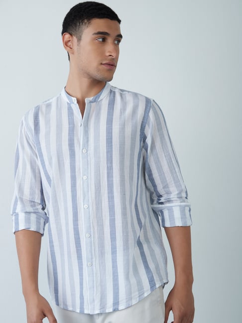 Buy ETA by Westside Blue Striped Resort Fit Shirt for Online @ Tata CLiQ
