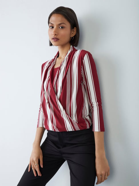 Buy Wardrobe by Westside Red Striped Abigail Top for Online @ Tata CLiQ