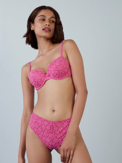 Wunderlove by Westside Pink Underwired Lace Bra Price in India