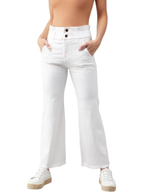 DOLCE CRUDO White Flared Fit Jeans