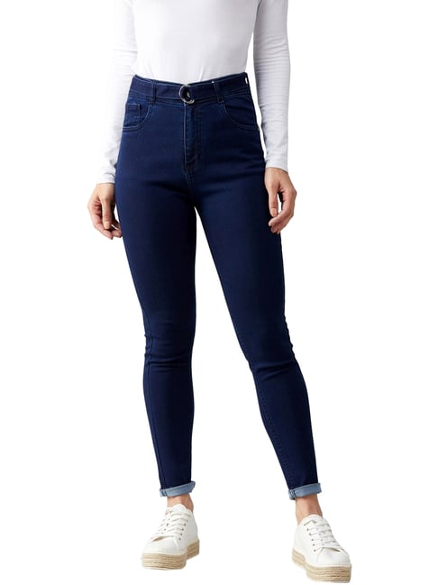 Buy Ripped Super Skinny Fit Denim Jeans with Button Closure | Splash KSA